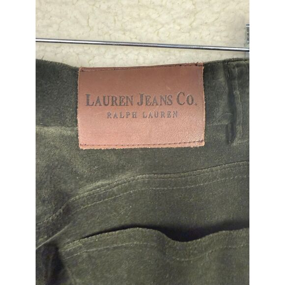 LRL Ralph Lauren Jeans Co Green Velvet Pants Women Stretch Straight Leg Size 4P - Picture 8 of 9